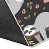 Floral Sloth Pattern Print Floor Mat-grizzshop