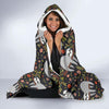 Floral Sloth Pattern Print Hooded Blanket-grizzshop