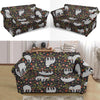 Floral Sloth Pattern Print Loveseat Cover-grizzshop