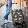 Floral Sloth Pattern Print Luggage Cover Protector-grizzshop