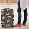 Floral Sloth Pattern Print Luggage Cover Protector-grizzshop