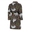 Floral Sloth Pattern Print Men Long Robe-grizzshop