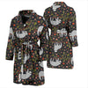 Floral Sloth Pattern Print Men Long Robe-grizzshop