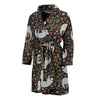 Floral Sloth Pattern Print Men Long Robe-grizzshop