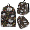 Floral Sloth Pattern Print Premium Backpack-grizzshop