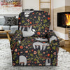 Floral Sloth Pattern Print Recliner Cover-grizzshop