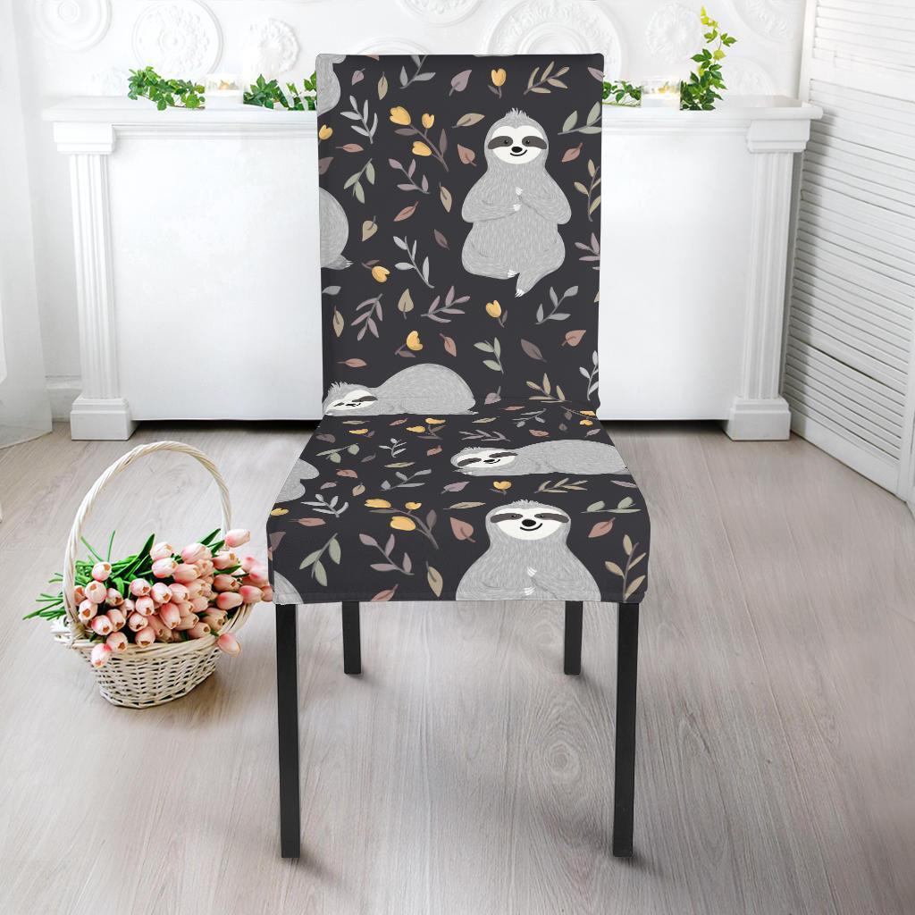 Floral Sloth Print Pattern Chair Cover-grizzshop