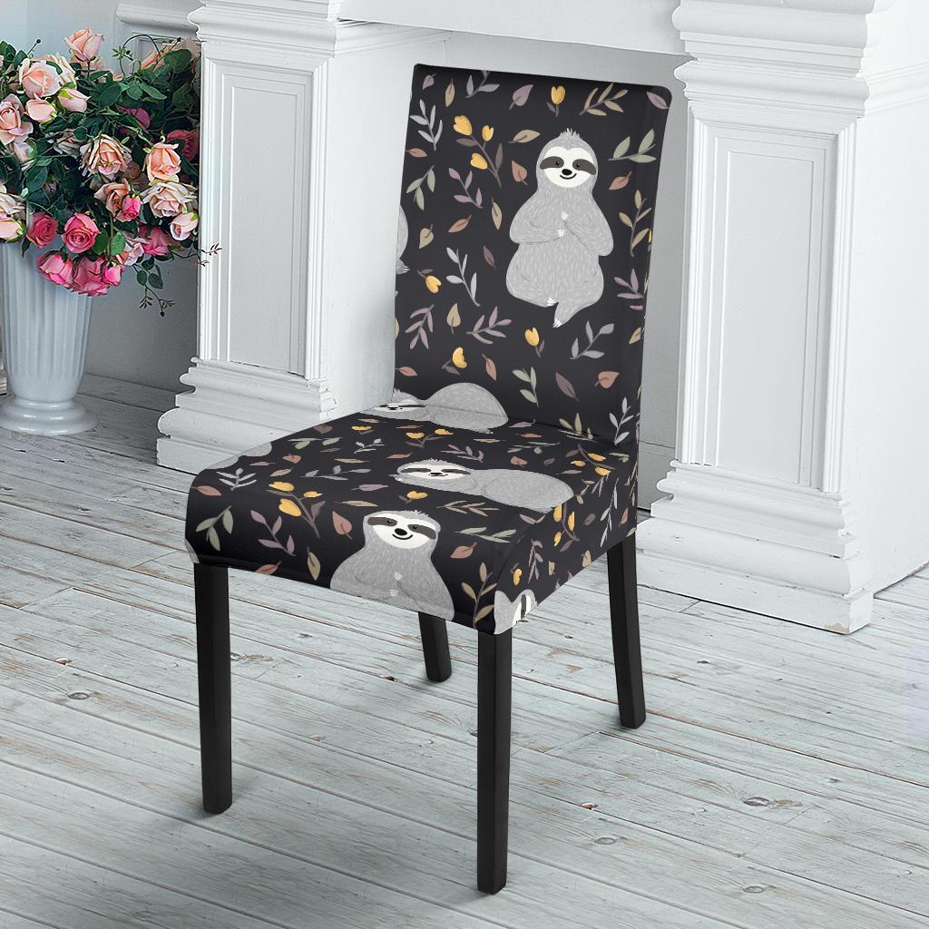 Floral Sloth Print Pattern Chair Cover-grizzshop