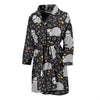 Floral Sloth Print Pattern Men Long Robe-grizzshop