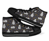 Floral Sloth Print Pattern Men Women's High Top Shoes-grizzshop