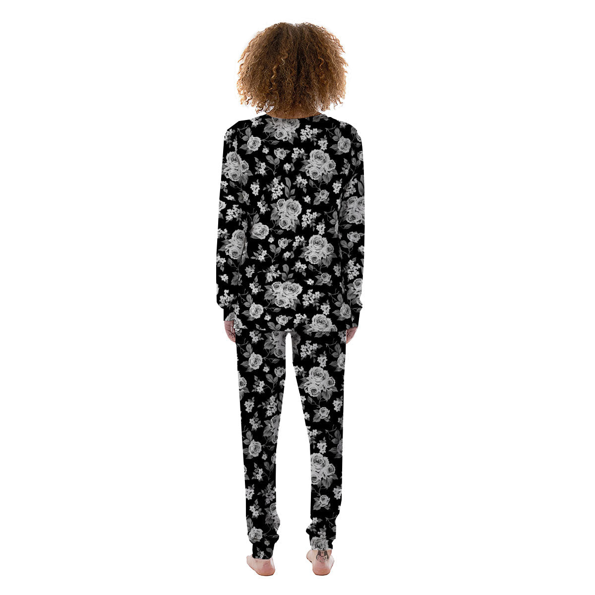 Floral Spring Monochrome Print Pattern Women's Pajamas-grizzshop