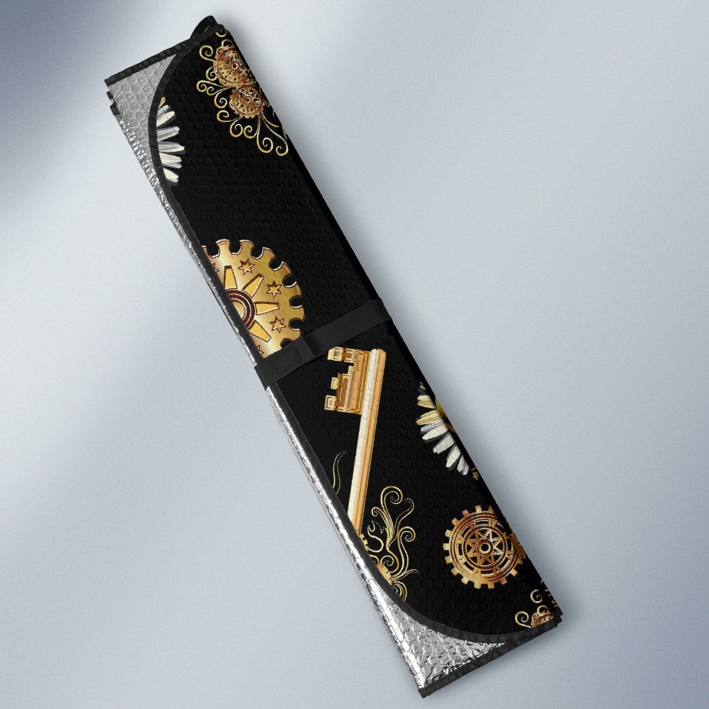 Floral Steampunk Pattern Print Car Sun Shade-grizzshop