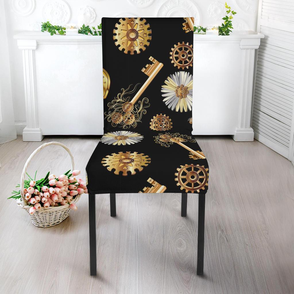 Floral Steampunk Pattern Print Chair Cover-grizzshop