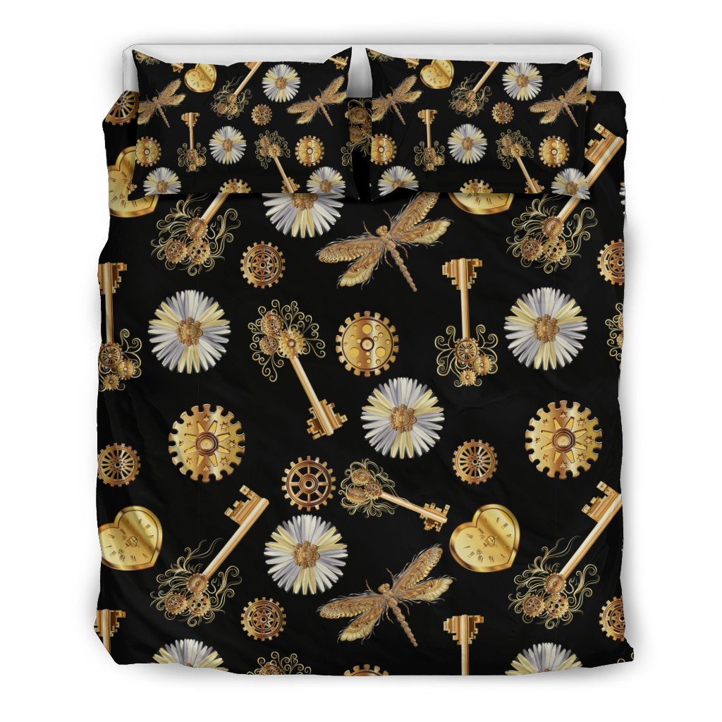 Floral Steampunk Pattern Print Duvet Cover Bedding Set-grizzshop