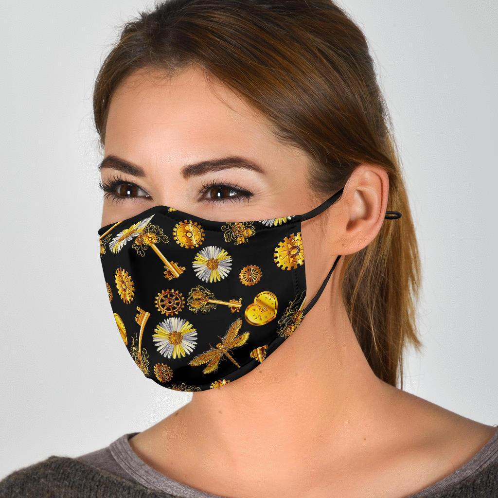 Floral Steampunk Pattern Print Face Mask-grizzshop