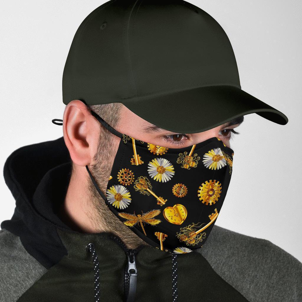 Floral Steampunk Pattern Print Face Mask-grizzshop