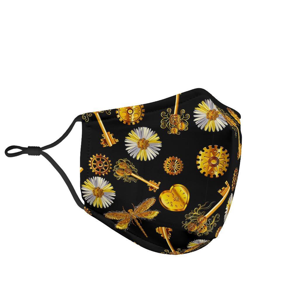 Floral Steampunk Pattern Print Face Mask-grizzshop