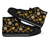 Floral Steampunk Pattern Print Men Women's High Top Shoes-grizzshop