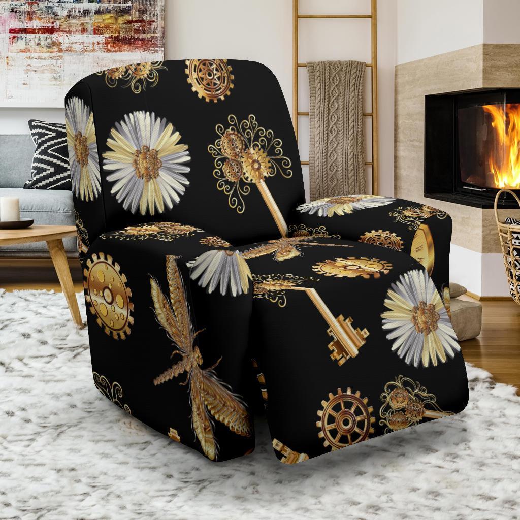 Floral Steampunk Pattern Print Recliner Cover-grizzshop