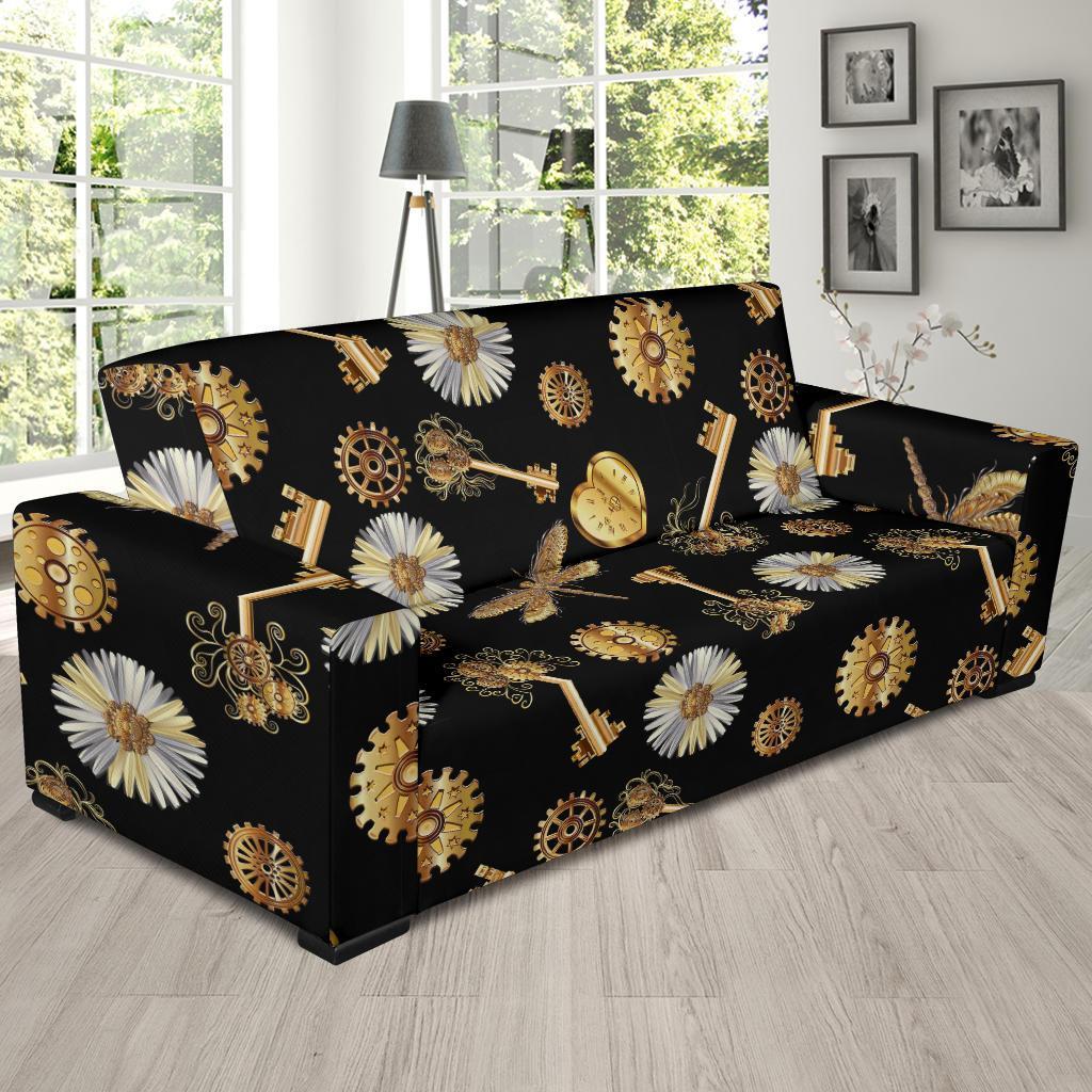 Floral Steampunk Pattern Print Sofa Covers-grizzshop