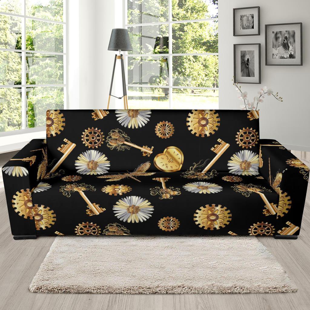 Floral Steampunk Pattern Print Sofa Covers-grizzshop