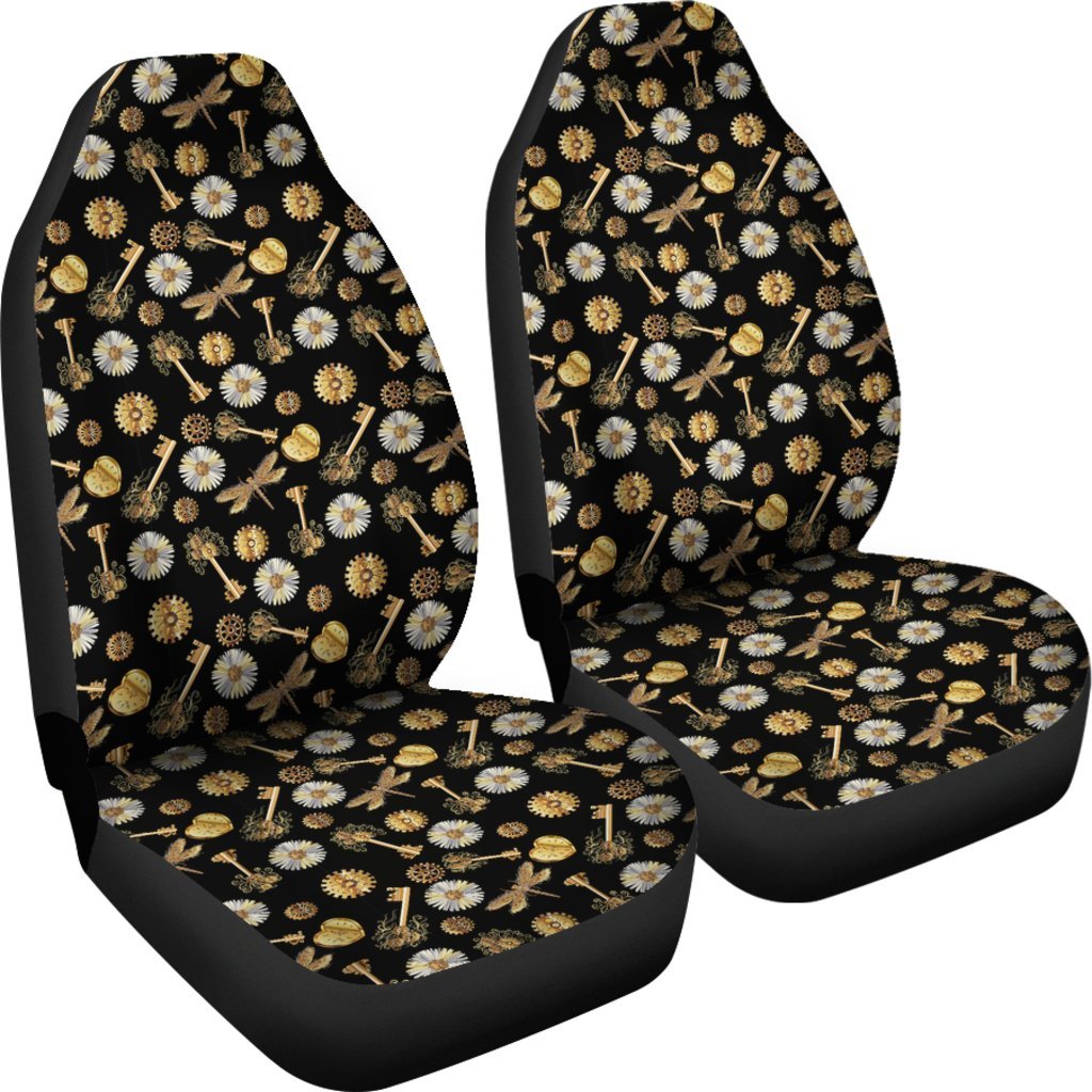 Floral Steampunk Pattern Print Universal Fit Car Seat Cover-grizzshop