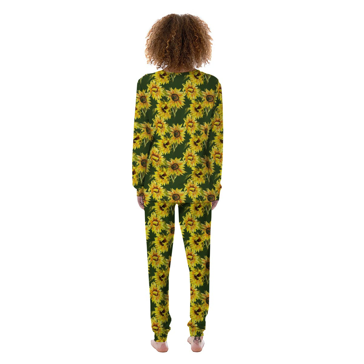 Floral Sunflower Print Pattern Women's Pajamas-grizzshop