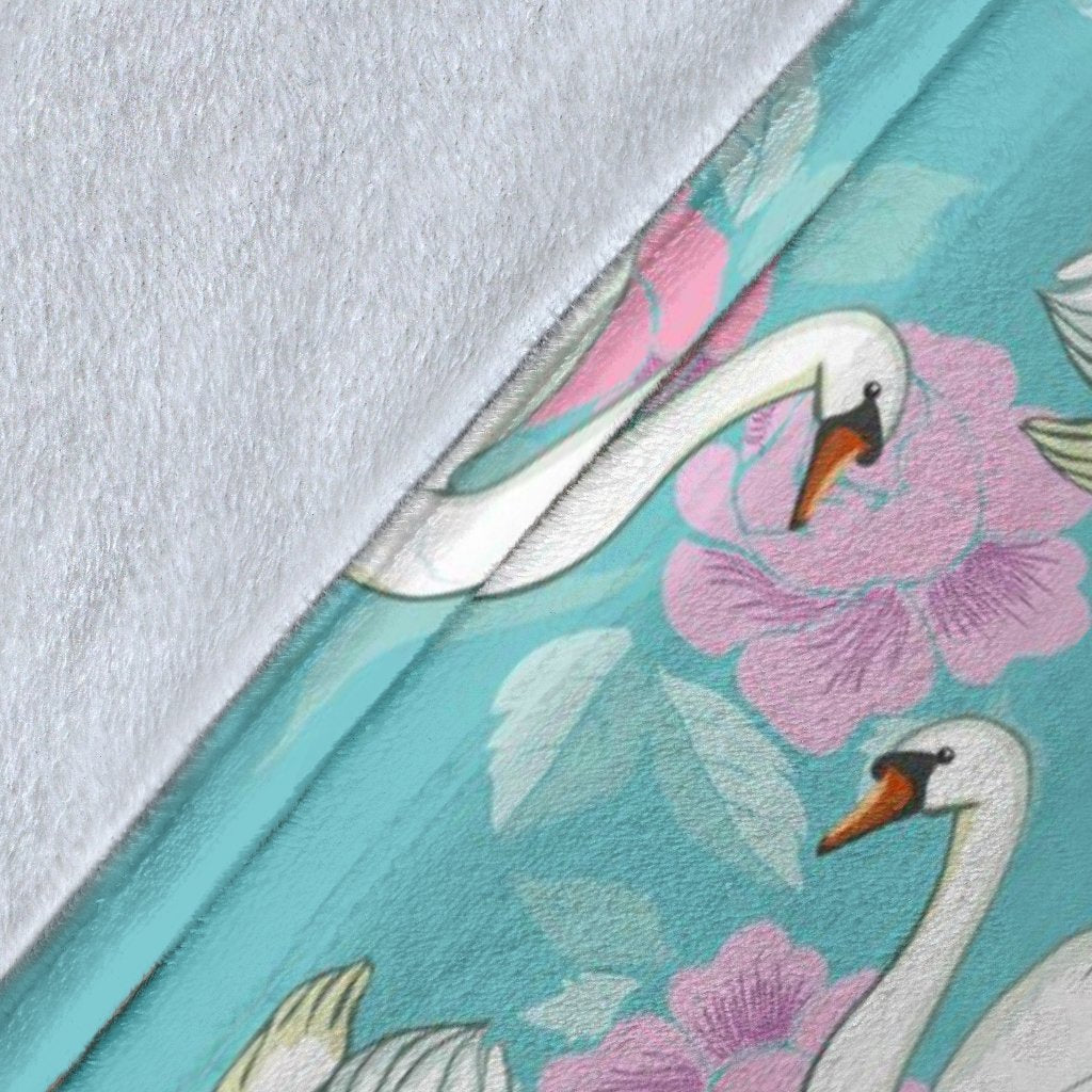 Floral Swan Pattern Print Blanket-grizzshop