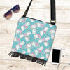 Floral Swan Pattern Print Crossbody Bags-grizzshop