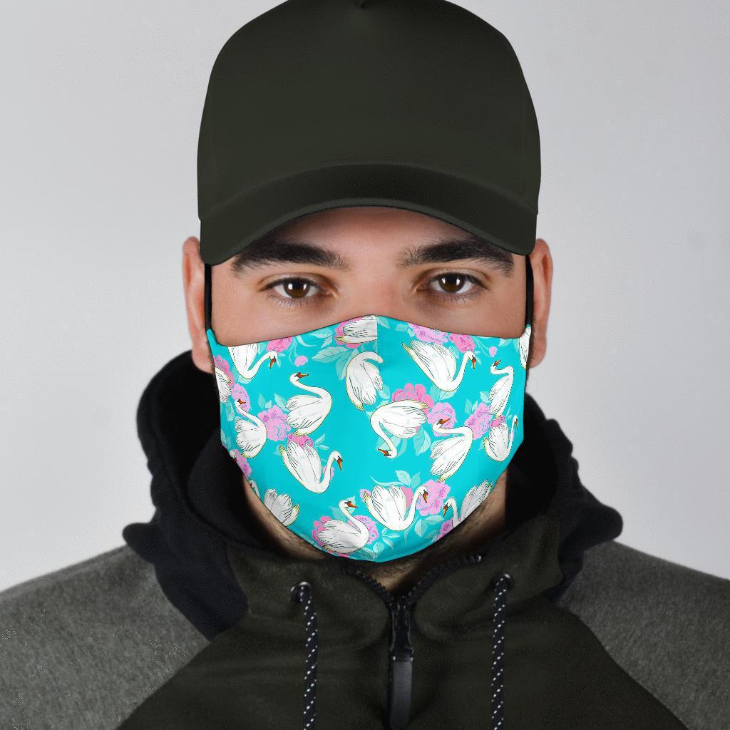 Floral Swan Pattern Print Face Mask-grizzshop