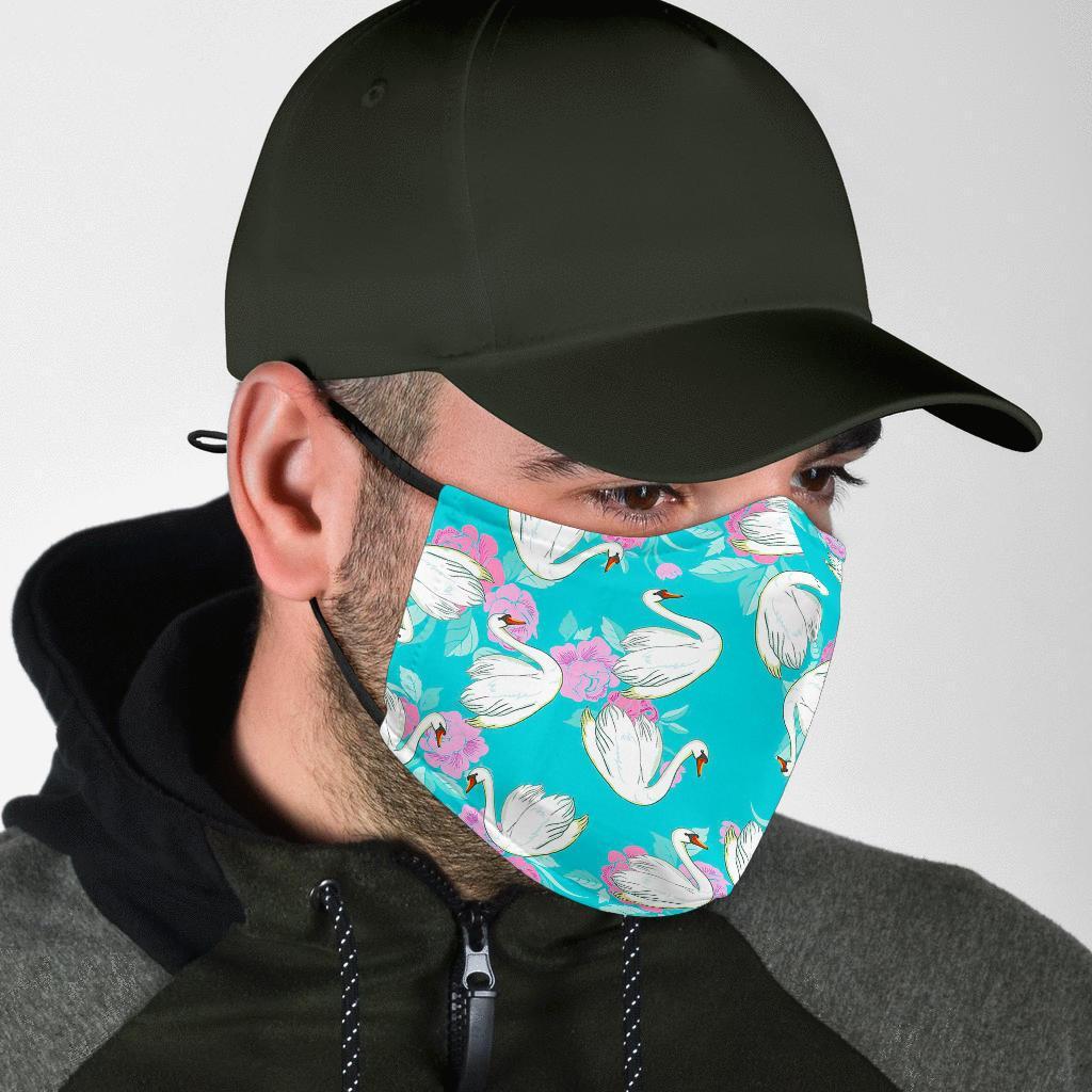 Floral Swan Pattern Print Face Mask-grizzshop