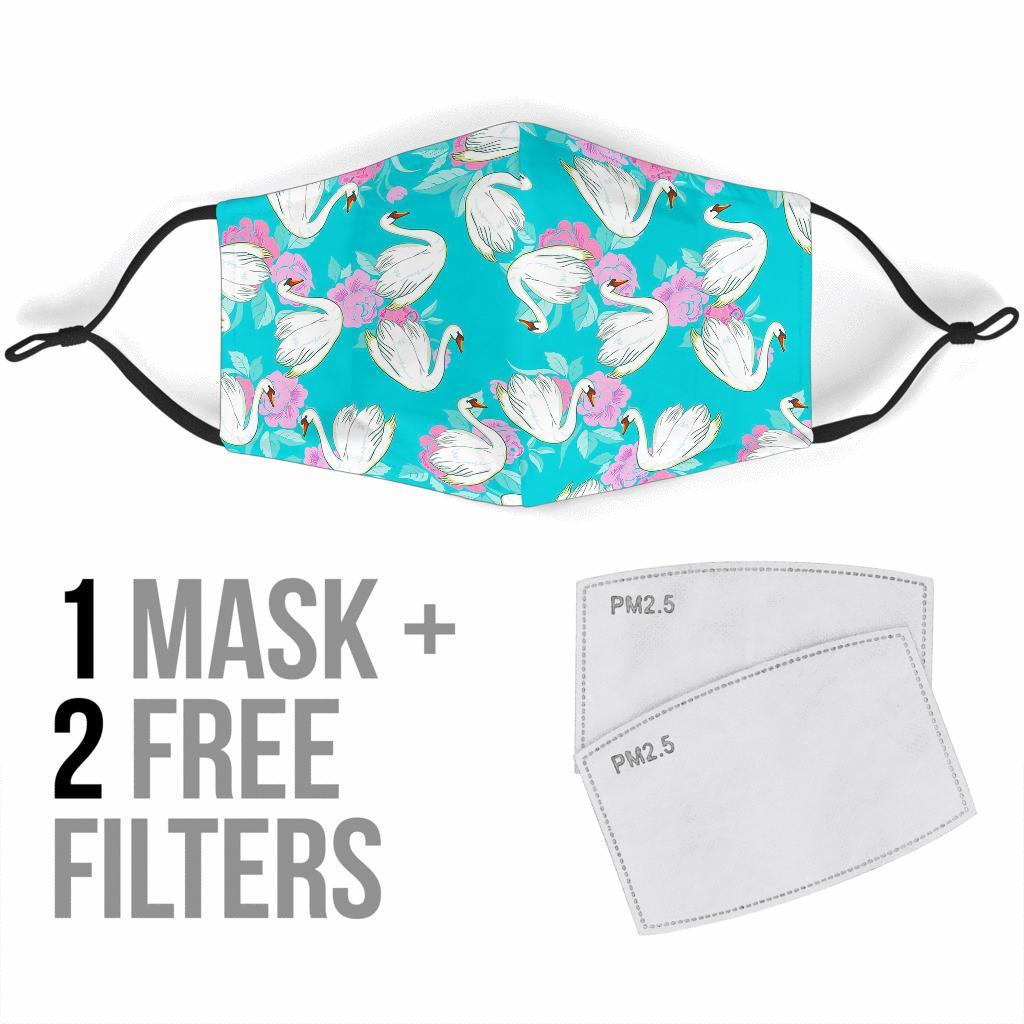 Floral Swan Pattern Print Face Mask-grizzshop