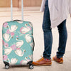 Floral Swan Pattern Print Luggage Cover Protector-grizzshop