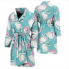 Floral Swan Pattern Print Men Long Robe-grizzshop