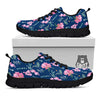 Floral Sweet Pea Print Pattern Black Sneaker-grizzshop