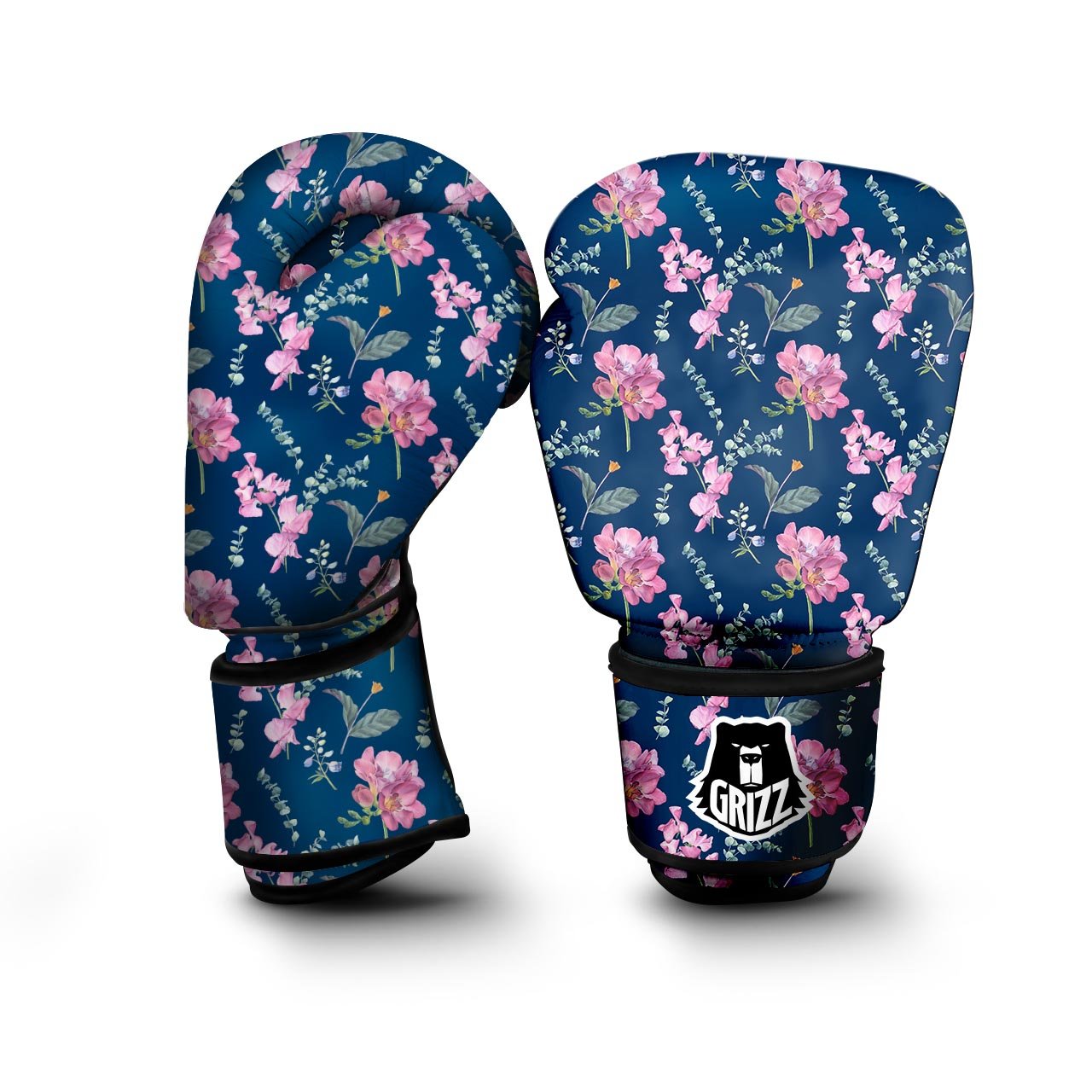 Floral Sweet Pea Print Pattern Boxing Gloves-grizzshop