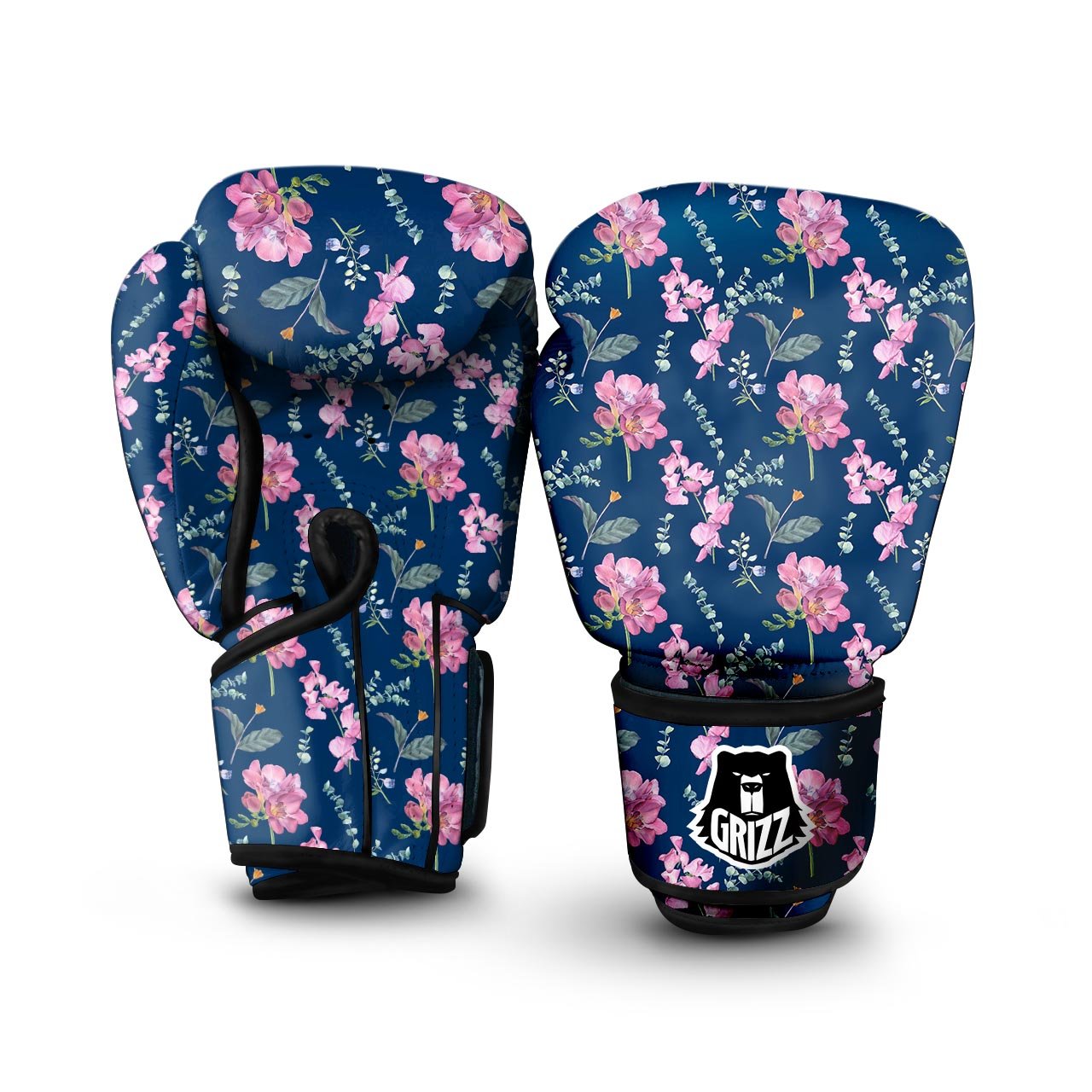 Floral Sweet Pea Print Pattern Boxing Gloves-grizzshop