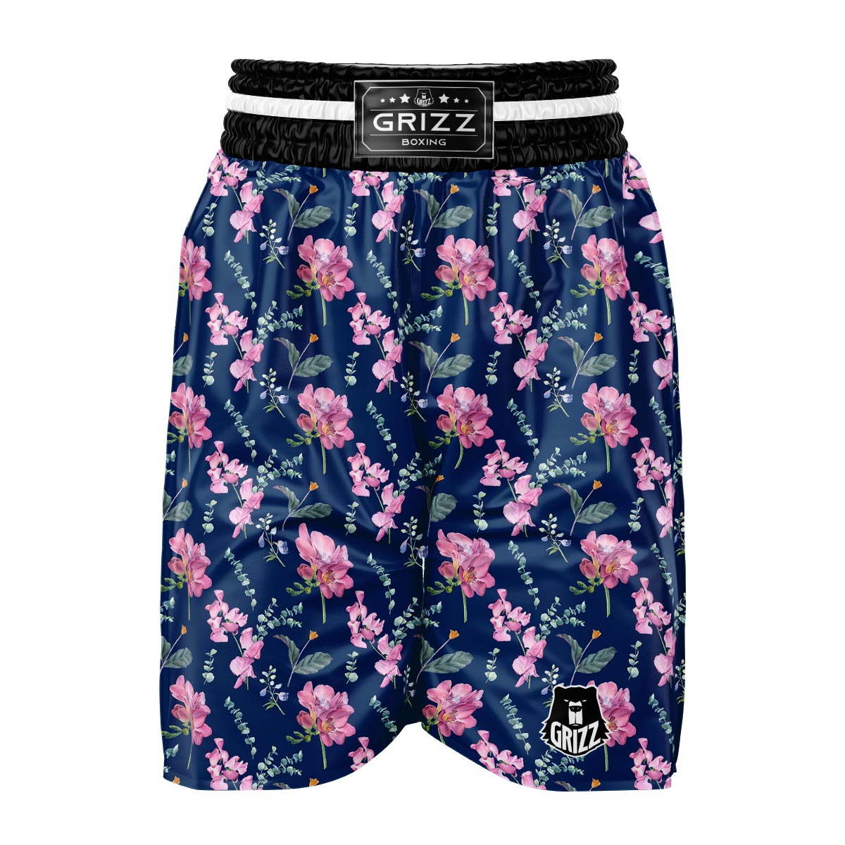 Floral Sweet Pea Print Pattern Boxing Shorts-grizzshop
