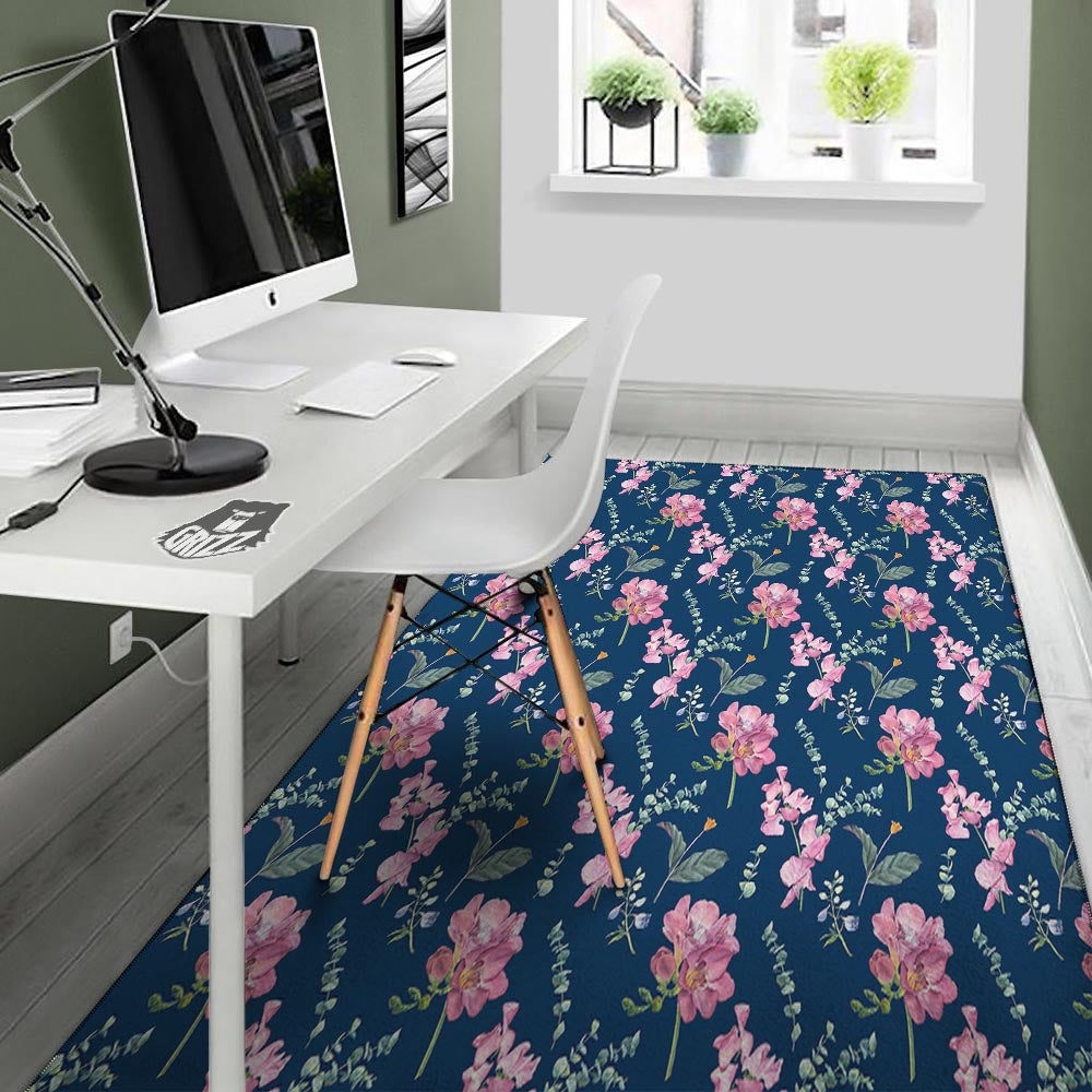 Floral Sweet Pea Print Pattern Floor Mat-grizzshop