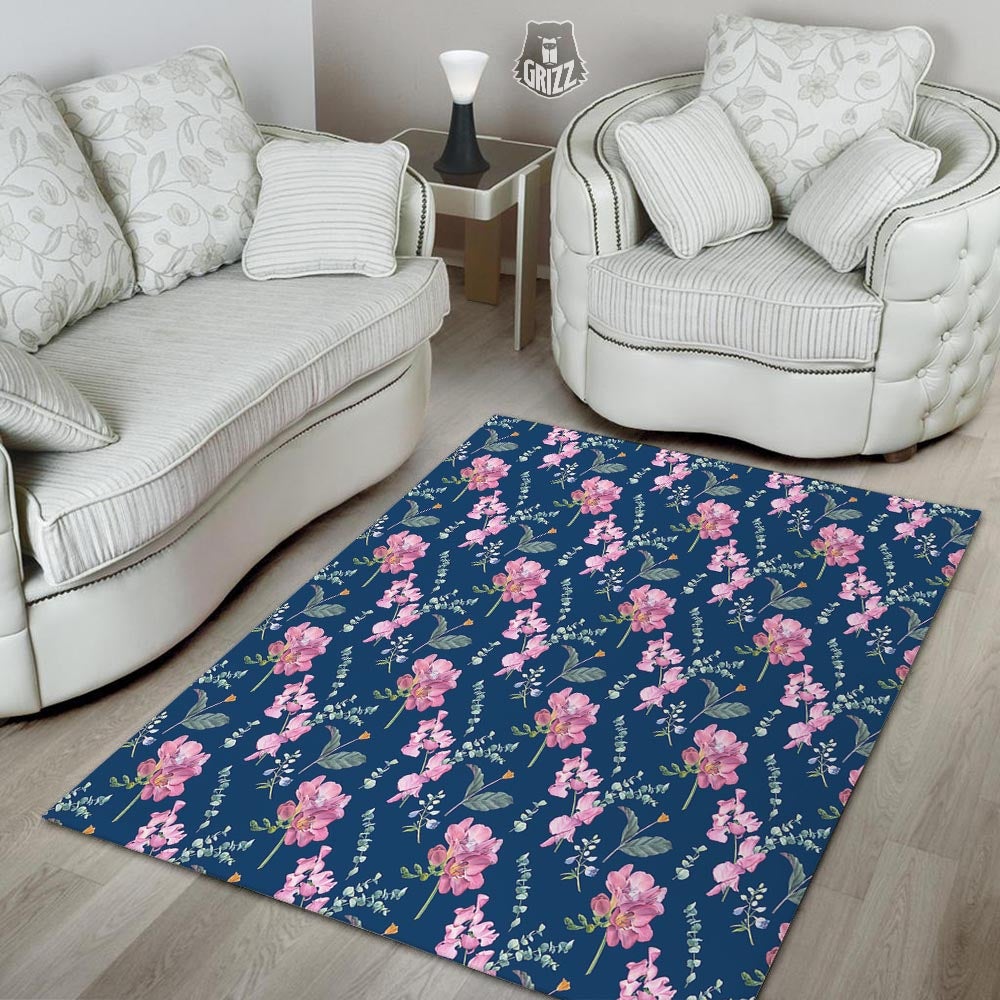 Floral Sweet Pea Print Pattern Floor Mat-grizzshop
