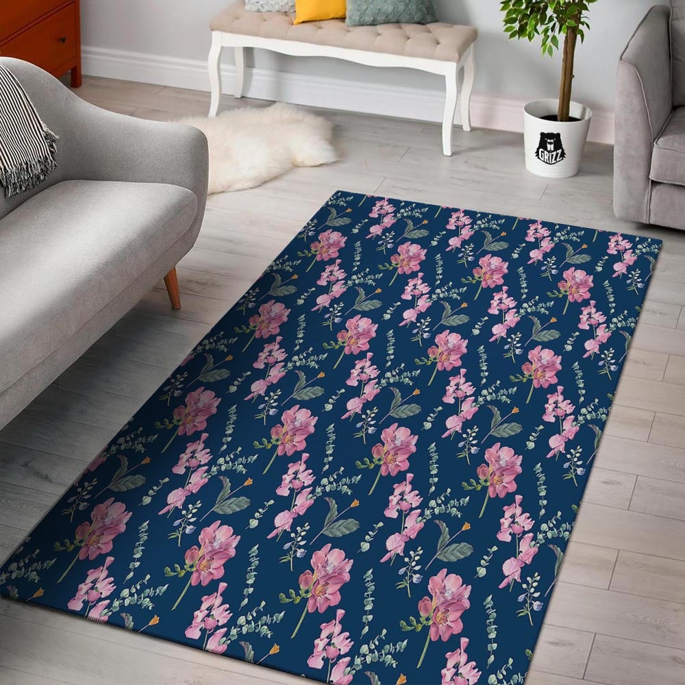 Floral Sweet Pea Print Pattern Floor Mat-grizzshop