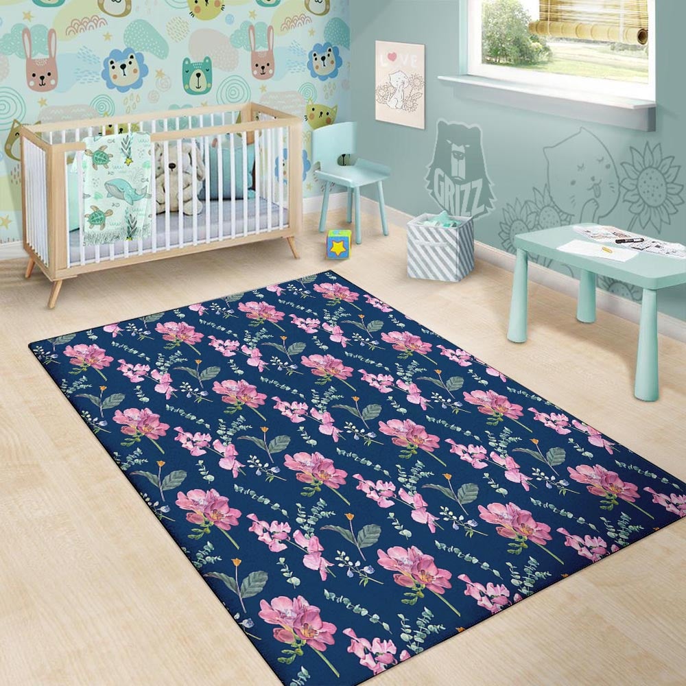 Floral Sweet Pea Print Pattern Floor Mat-grizzshop