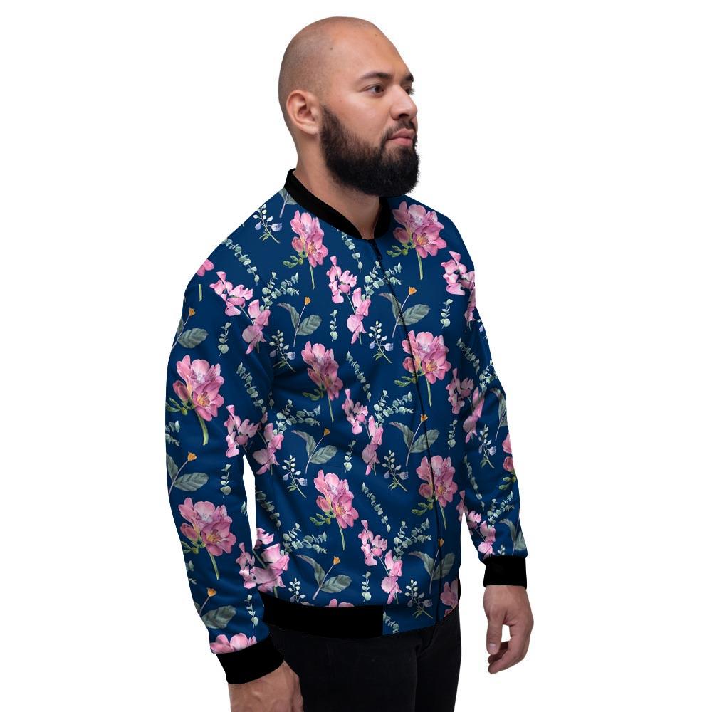 Floral Sweet Pea Print Pattern Men's Bomber Jacket-grizzshop