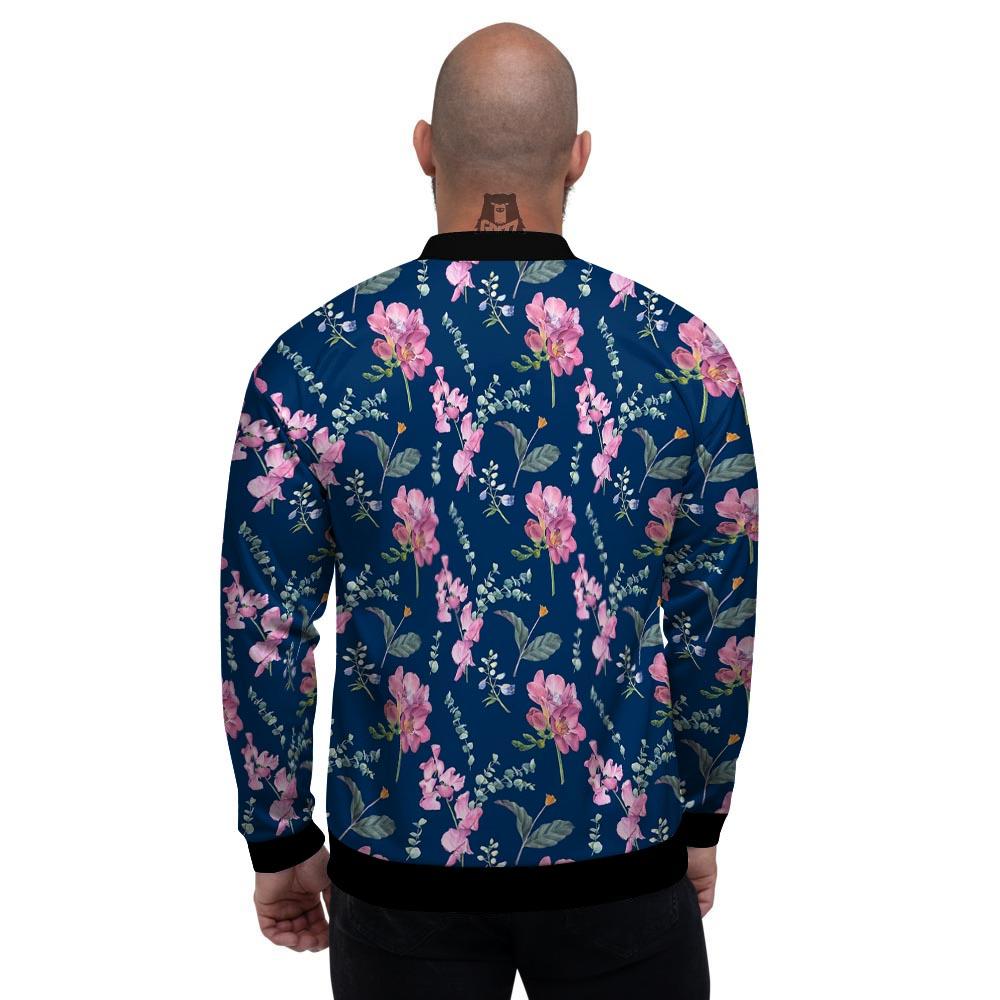 Floral Sweet Pea Print Pattern Men's Bomber Jacket-grizzshop