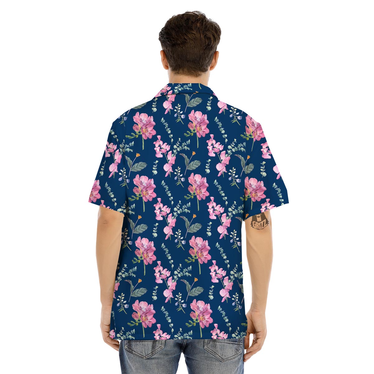 Floral Sweet Pea Print Pattern Men's Hawaiian Shirt-grizzshop