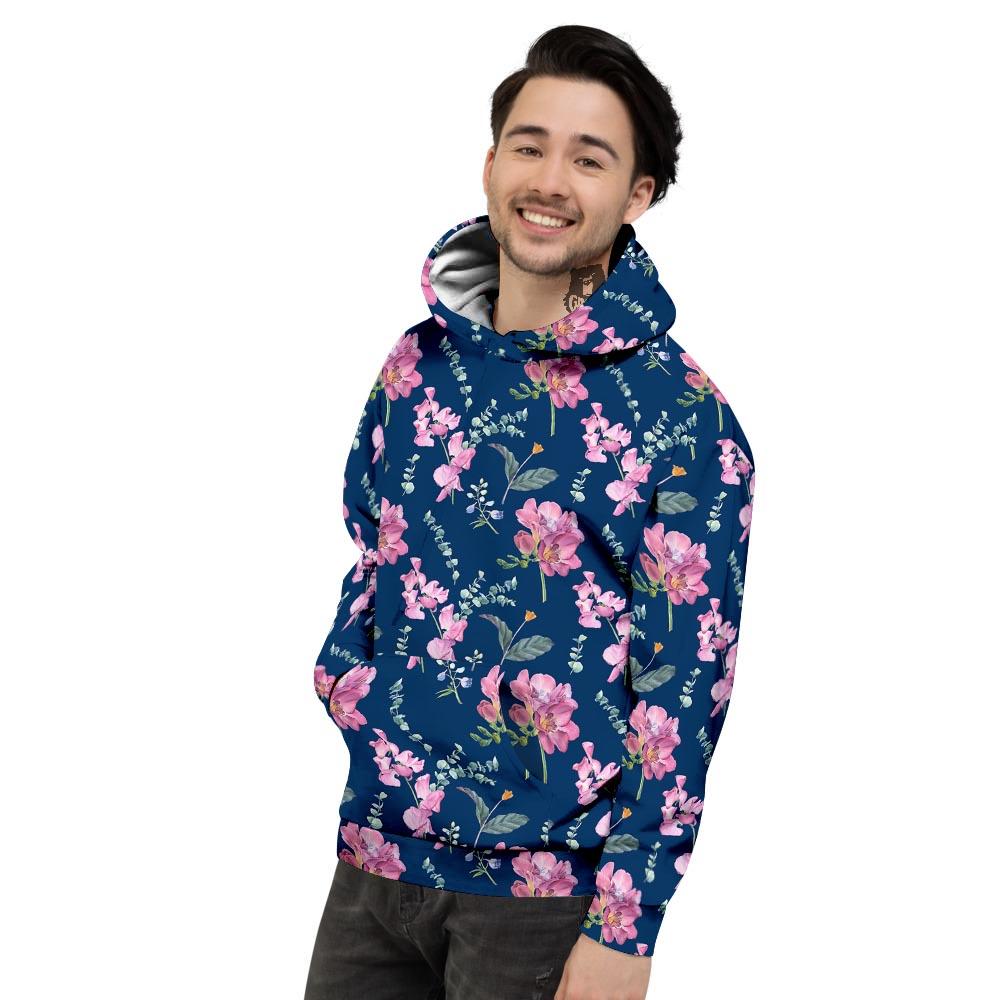 Floral Sweet Pea Print Pattern Men's Hoodie-grizzshop