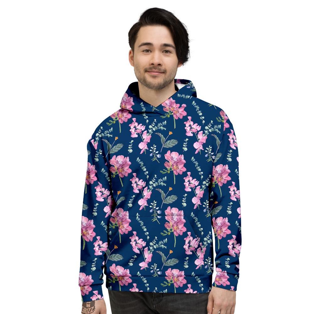 Floral Sweet Pea Print Pattern Men's Hoodie-grizzshop