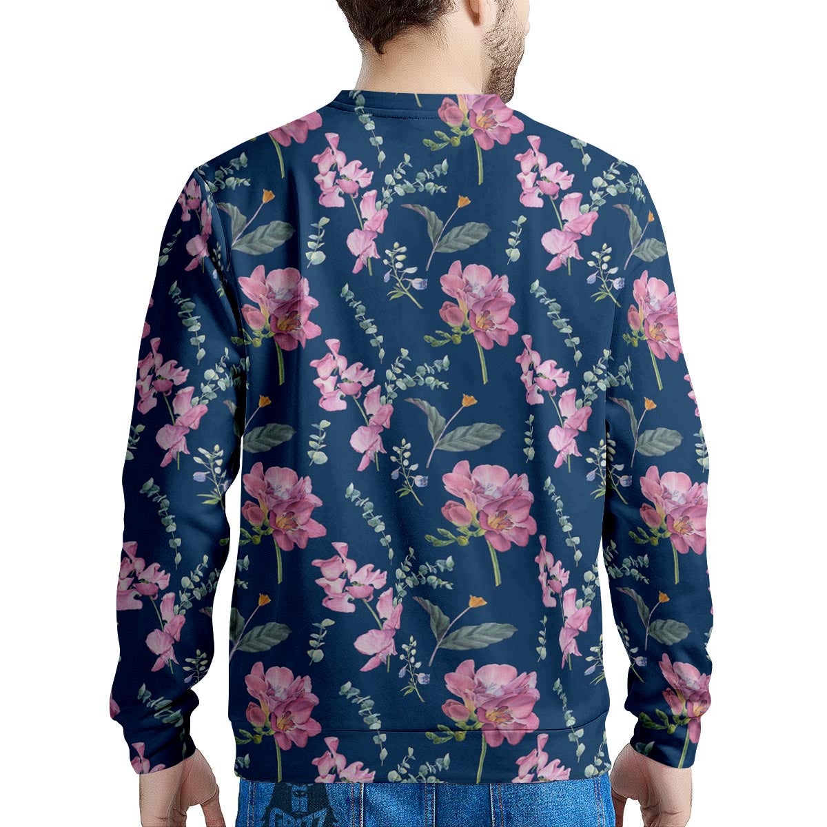 Floral Sweet Pea Print Pattern Men's Sweatshirt-grizzshop