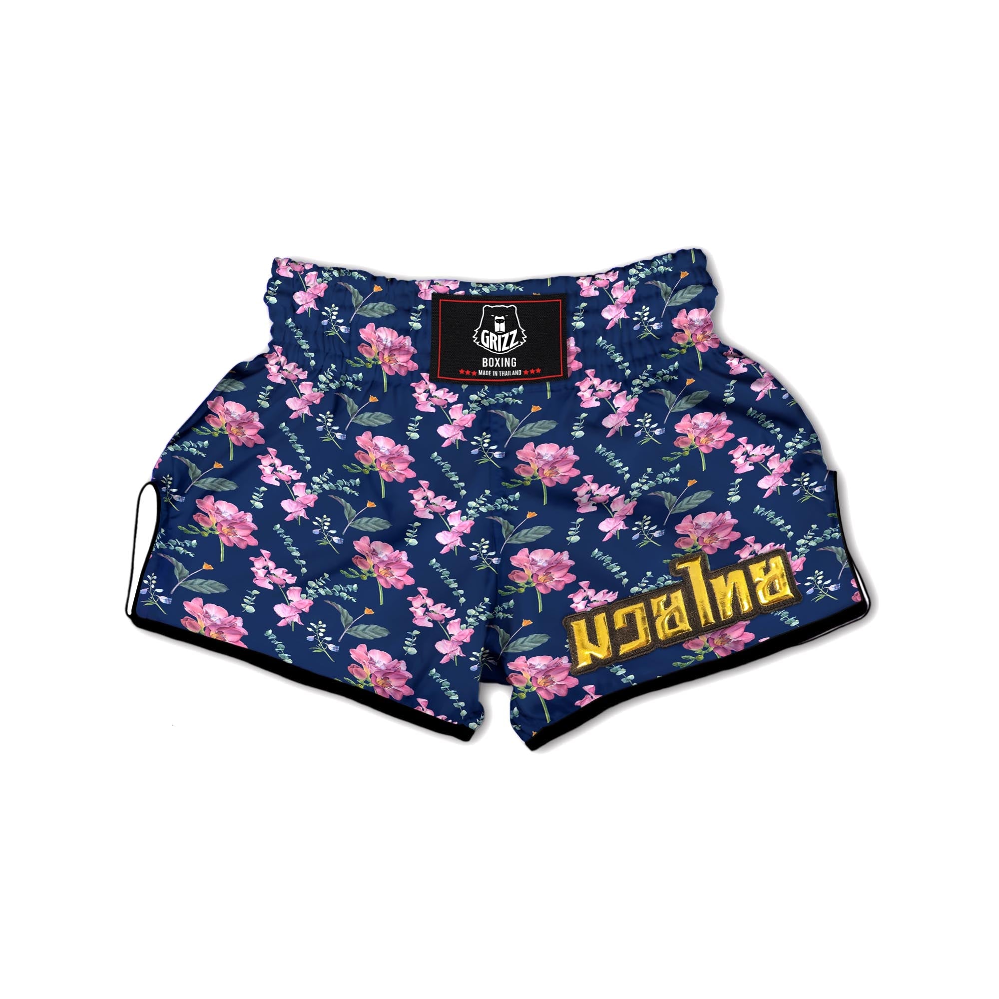 Floral Sweet Pea Print Pattern Muay Thai Boxing Shorts-grizzshop