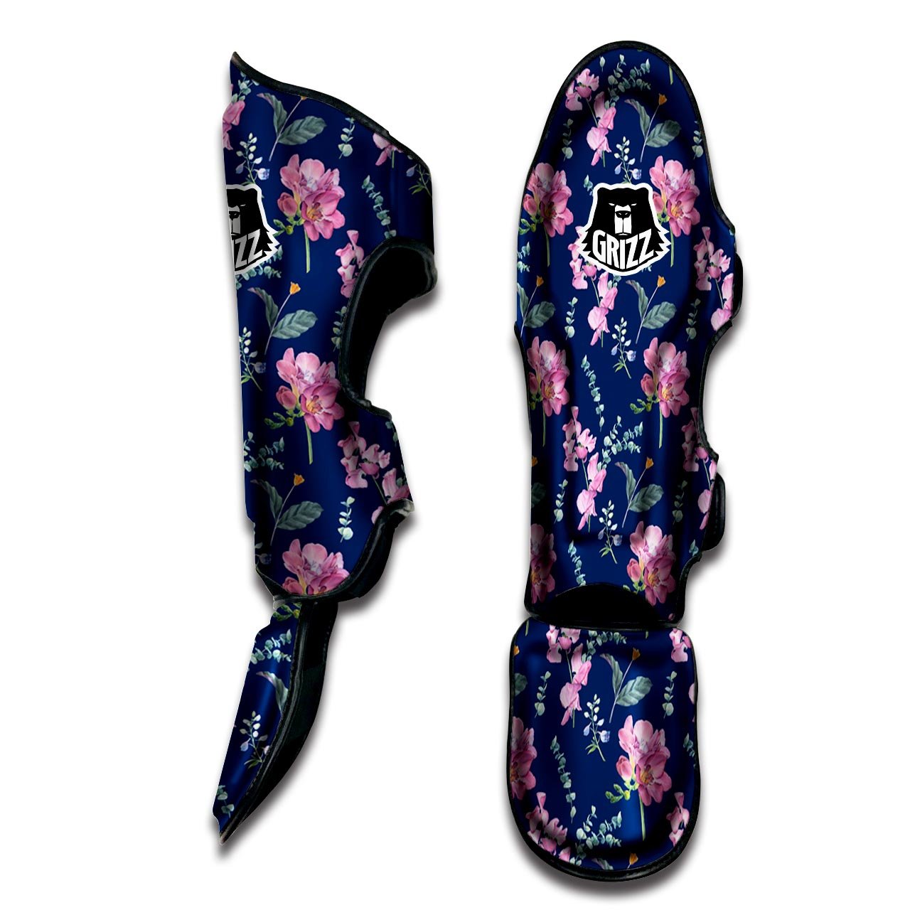 Floral Sweet Pea Print Pattern Muay Thai Shin Guards-grizzshop